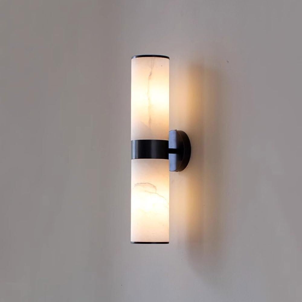 JKJZSALJ French Style Brass Wall Sconces Modern Cloud Stone Wall Light Fixture for Bedroom 2-Light White Wabi Sabi Wall Mount Lamp Luxury Home Decor Indoor White Marble Corridors,Gold,Black