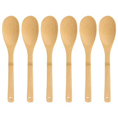 Joeji's Kitchen Juego de 6 Cucharas de Bambú - Kit de Utensilios de Cocina de Madera Elegantes y Fáciles de Limpiar