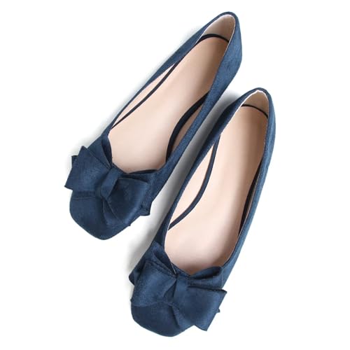 TN TANGNEST Women Cute Bowknot Flats Soft Slip On Flats Comfort Square Toe Casual Dress Flat Shoes3