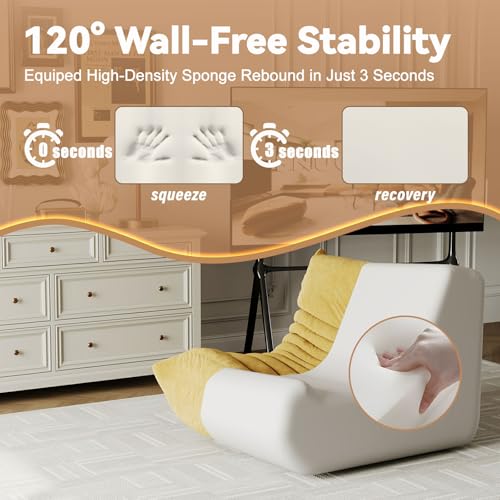 Snug Sofee Bean Bag Chairs for Adults, Bean Bag Sofa - Adult Size with Soft Waterproof Fabric for Living Room, Apartments, Reading Corner, Gaming, and Movie Venue (Yellow)