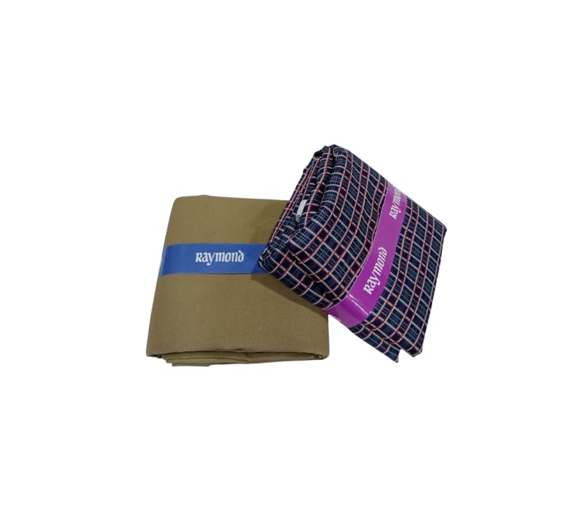 raymond fabrics Raymond Men’s Shirt & Trouser Fabric Combo | Premium Cotton Checked Shirt Fabric with Solid Formal Trouser Fabric | Unstitched Dress Material for Office & Formal Wear-picture-38