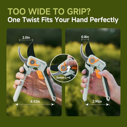 Image of PrunePro 8 inch Pruning Shears for Gardening Ultra Sharp German Stainless Steel Blade Professional Bypass Hand Pruner Arthritis Friendly Effortlessly Cut Branches Up to 1 Inch Plant Flower Garden Clipper