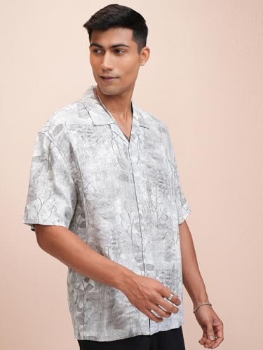 Image of Locomotive Men's Oversized Shirts | Printed | Half Sleeves | Cuban Collar | Casual Shirts | Stylish Shirt