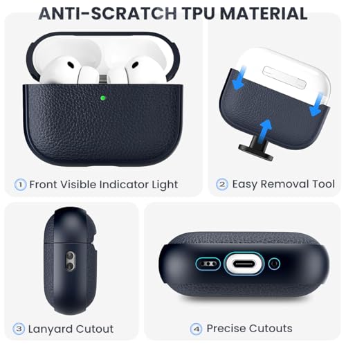 Image of ZORBES Compatible with Airpod Pro 3, TPU Earbud Charger Box Cover, Fashion Orange Lychee Pattern Anti-Scratch Protective Case Cover with Lanyard, Travel Earbud Case Cover