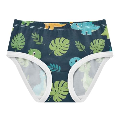 Kids Underwear Girls, Jungle Dino Navy Toddler Briefs, Girls Underwear Cotton, 2T–8 Years