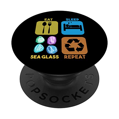 Sea Glass Collecting Beach Glass Quotes Beachcombing PopSockets Swappable PopGrip, Black