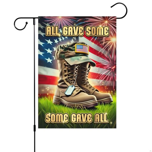 FLAGMEUP8386 Veteran Garden Flag 12x18 Durable Double Sided Memorial Military Boots