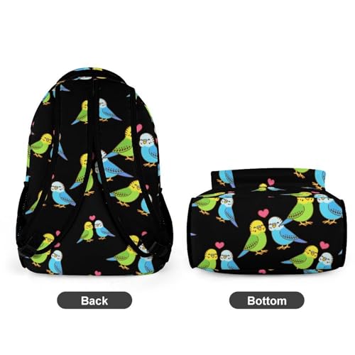 Cute Cartoon Budgie Couple Cute Backpack Travel Daypack Lightweight Back Pack with Pockets4