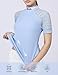 Harrison Howard Women's Slim Fit Show Shirt with Lace Sleeves and Iconic Bit Breathable Comfortable Rider Top,Ice Blue,Small