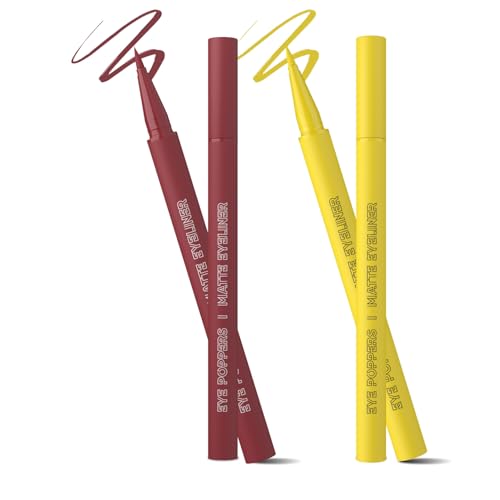 Image of Glam21 Eye Poppers Matte Eyeliner |Smudge Proof and Waterproof Formula | Pen Style Design | Bold & vibrant Shades | High Pigment up to 12 hours | 0.5gm Each Pack oF 2 (Valentina & Bumble)
