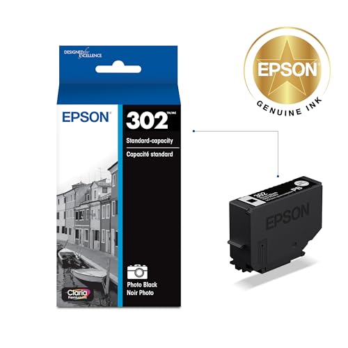 Image of Epson 302 Claria Premium Ink Standard Capacity Photo Black Cartridge (T302120-S) Works with Expression XP-6000, 6100