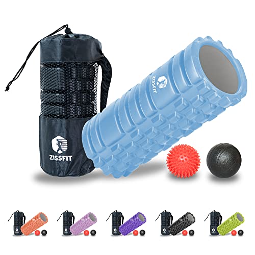 Rodillo de espuma con bolas de masaje, rodillo de espalda para dolor de espalda, músculos y ejercicio de tejido profundo, rodillo de masaje de material EVA de alta densidad para fisioterapia, fitness