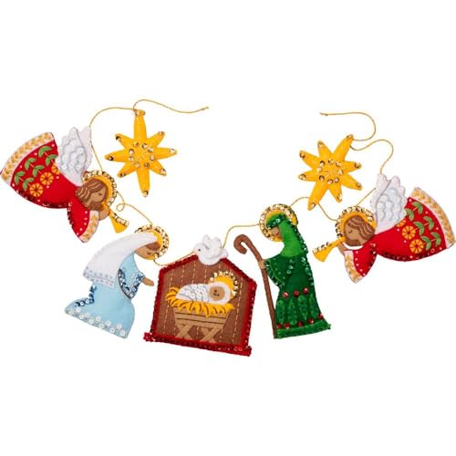 Image of Bucilla, Felt Applique Garland Kit, Nativity, Perfect for DIY Arts and Crafts