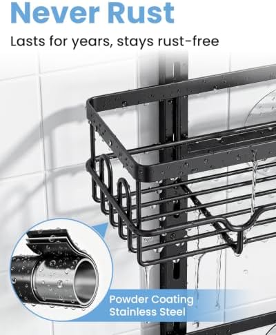 Shower Caddy Hanging, 3-Tier Height-Adjustable Hanging Shower Caddy — view 5