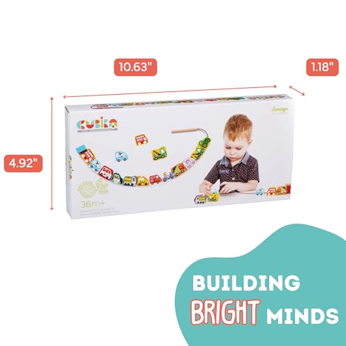 Image of CUBIKA Wooden Flyring Cars Lacing Toy - Montessori Lacing Toy for Kids Ages 3+ - Wooden Lacing Cards with Threading String - Fine Motor Toy - FSC-Certified Wood, Travel Toy for Toddlers