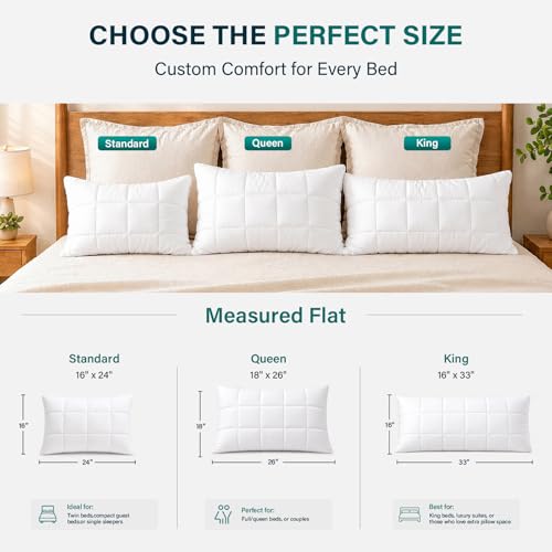 Image of Nuzzle Pillows Standard Size Set of 2 Adjustable Firm Pillows, Luxury Hotel Collection Bed Pillows - Best Adjust Height Soft Cooling Pillows for Back, Stomach and Side Sleepers