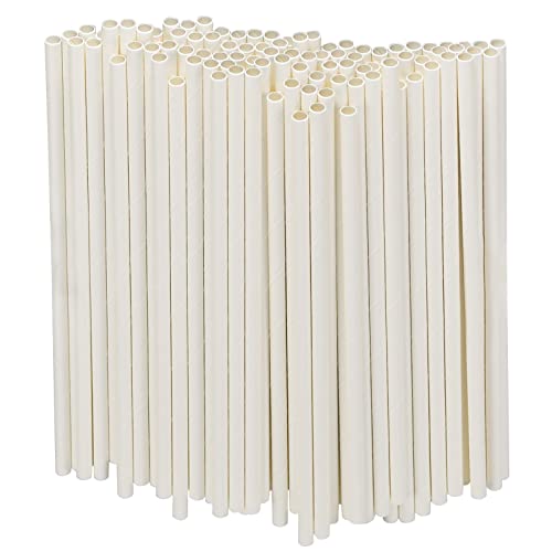 Cannucce usa e getta in carta bianca, resistenti e compostabili - 19,7 x 0,6 cm, 250 pezzi