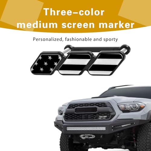 Image of ijuicy 1 PC TRD Tri-Color Grille Decor Badge Emblem, Car Truck Label Decoration Accessories, Compatible with Tacoma 4Runner Tundra Sequoia Rav4 Highlander (Black American Flag)