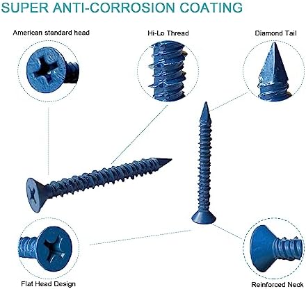 3/16 x 1-3/4" Flat Head Concrete Screw Anchor, for Anchoring to Masonry, Block or Brick (100Pcs)