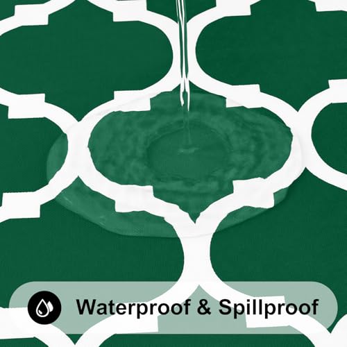 Image of Smiry Rectangle Tablecloth, Waterproof Vinyl Tablecloths with Flannel Backing for Rectangle Tables, Wipeable Spillproof Plastic Tablecloth for Dining, Indoor and Outdoor 60 inch x 84 inch, Emerald Green