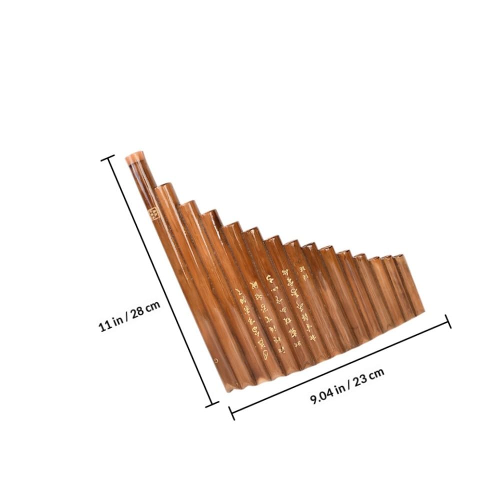 Flûte de Pan Traditionnelle Verticale en Bambou 15 Tubes Marron Bâtonnet et Chiffon de Nettoyage pour Débutant Instrument Musique à Vent Couleur Aléatoire Plusieurs styles