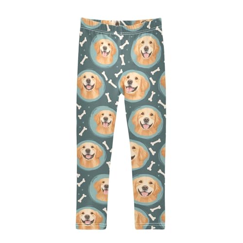 Golden Retrievers Girls Leggings,Workout Leggings for Girls Toddler Athletic Leggings Size for 3-10T