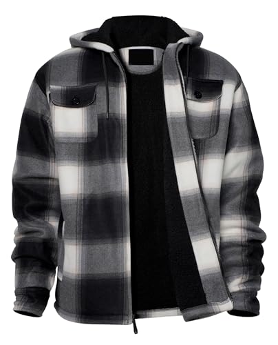 Winter Heavy Warm Sherpa Lined Fleece Plaid Flannel Jacket Men Plus Size S-5XL Big&Tall Mens Coat