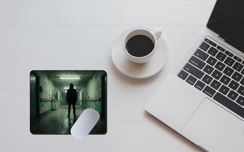 Image of My Print Shop Horror Theme Mouse Pad 9 x 7.5 Inch (23 x 19 cm) | Dark Haunted Corridor Design | Non-Slip Rubber Base | Smooth Surface | 3mm Thick Mouse Pad for Office, Gaming & Desk Setup