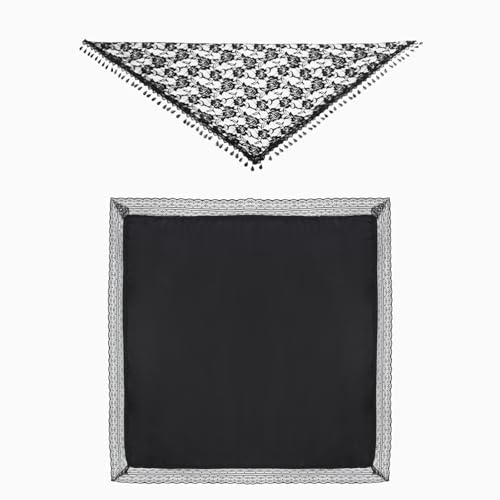 25in Lap Scarf For Women Church With Lace Lap,Lap Cloth,Veils For Women Catholic,Lace Head Coverings For Weddings(White)