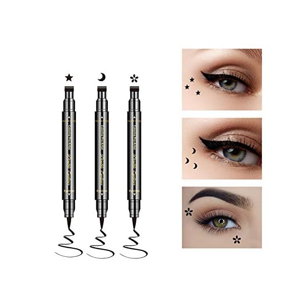 Ownest 6 Pcs Liquid Eyeliner Set,Double-Side Waterproof Smudge-proof Eyeliner Stamp Pen Eyeliner Tattoo Tool Makeup-Smiley, Triangle,Heart,Star,Moon,Flower