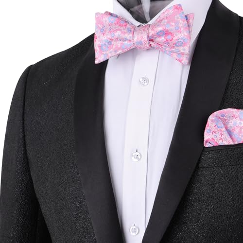 Image of Alizeal Mens 2pcs Floral Self-tied Bow Tie Pocket Square Set