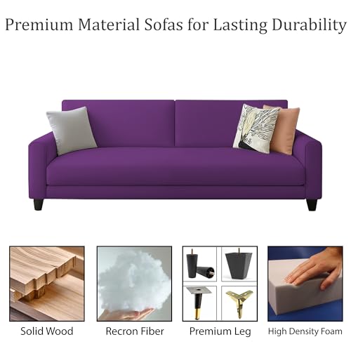 Image of Kathleen 3 Seater Sofa Set for Living Room - Foldable Convertible Couch Furniture for Home, Office or Guest Use, Modern Designer Stylish Comfortable (Purple)