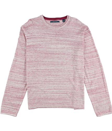 Perry Ellis Mens Space Dyed Long Sleeve Crewneck Sweater Sangria Pink Small
