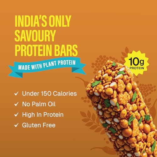 Image of PHAB Protein Bhel Bar - Podi Curry Leaf Flavour | Roasted Snack with South Indian Spice Blend | 10g Protein, <150 Cal, Gluten-Free, No Palm Oil | (Pack of 6x35g)