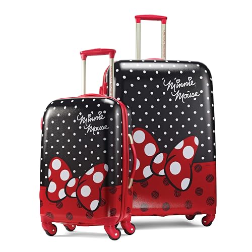 AMERICAN TOURISTER Disney Hardside Luggage, Minnie Mouse Red Bow, 2-Piece Set (21/28), Disney Hardside Luggage with Spinners