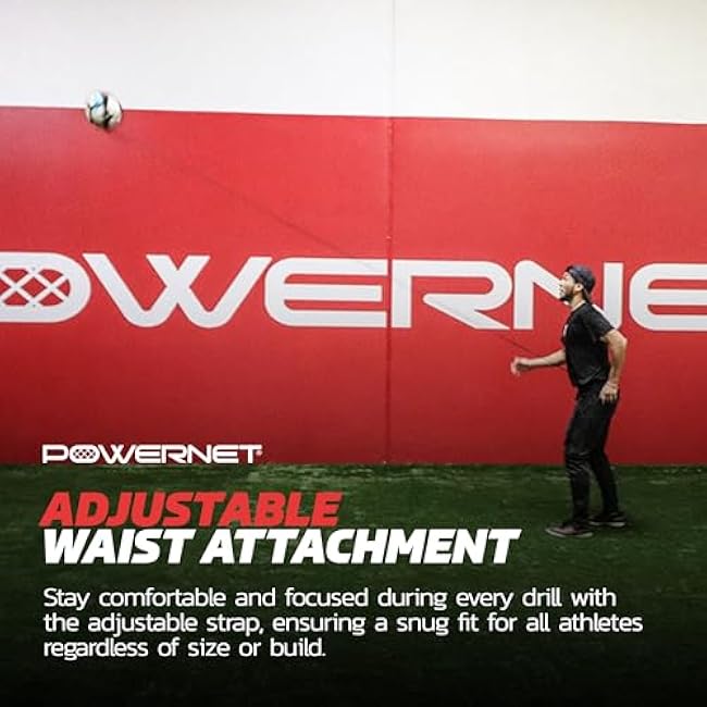 PowerNet Solo Rebounder, Adjustable Soccer Ball Skill Trainer for Kicking, Throwing & Juggling, Indoor Outdoor Soccer Training Equipment, Fits Ball Sizes 3, 4, and 5