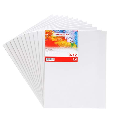 Transon 9X12In Mdf No Warping Artist Painting Canvas Panel Board 12-Pack Acid-Free Primed For Normal And Heavy Duty Painting #TOP5