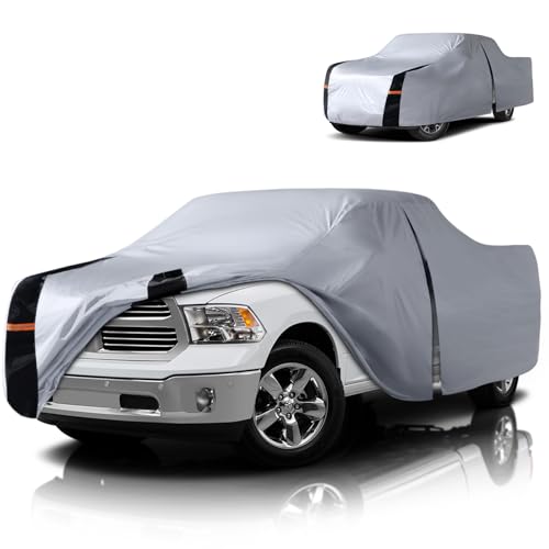 Image of Multi-Layer Dodge Ram 2500 Truck Cover, Custom Fit Ram 2500 2002-2026 Crew /Quad Cab Long Bed(8.1') Car Cover Waterproof All Weather, Full Exterior Cover Rain Wind Dust and UV Protect with Door Zipper