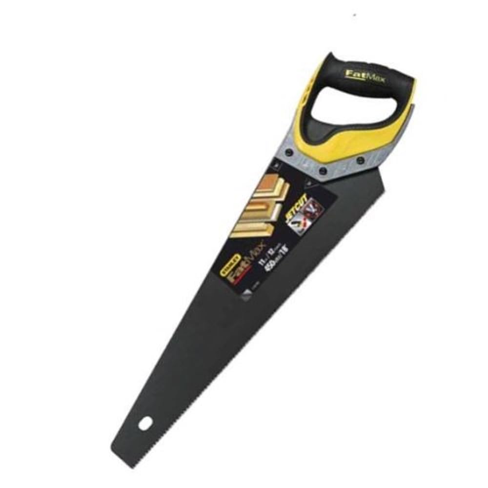 Stanley 2-20-533 Scie Égoïne Coupe Fine 1 X 450 Mm - Gamme FatMax - Fabriqués En France - JetCut 11Dents - Traitement HardPoint Et Blade Armor - Poignée Tri Matière Jaune