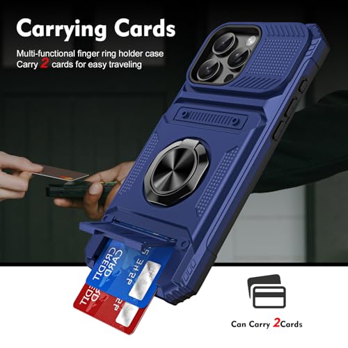 Coque pour iPhone 16 Pro Max antichoc béquille anneau magnétique bleu
