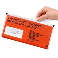 Netuno 250 Lieferscheintaschen selbstklebend rot bedruckt DIN lang 13,1 x 23,9 cm Begleitpapiertasche Dokumententasche Rechnungstasche DL Packlistenumschläge für Lieferscheine Garantiekarten
