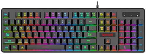 Redragon K509-RGB PC Gaming Keyboard 104 Key Quiet Low Profile RGB Keyboard Backlit Dyaus Mechanical Really feel Keyboard for Home windows PC (With out Edge Facet Mild Illumination)