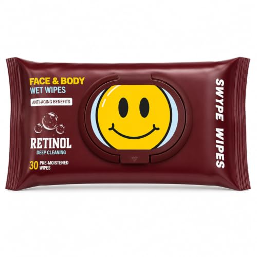 Retinol Face & Body Wet Wipes, Deep Cleaning, Anti-Aging Benefits, Pre-Moistened, Travel Friendly, 30 Count image 4