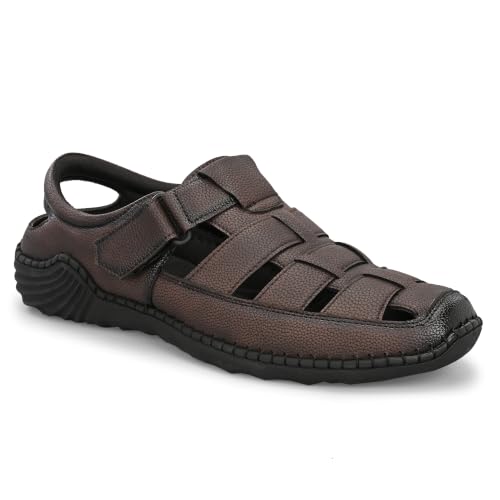 SUCHE BY KASTAVA Men's Synthetic Leather Casual Sandals | Lightweight & Comfortable Slip-On Sandals with Durable Velcro for Daily Wear, Outdoor & Summer Use Deal