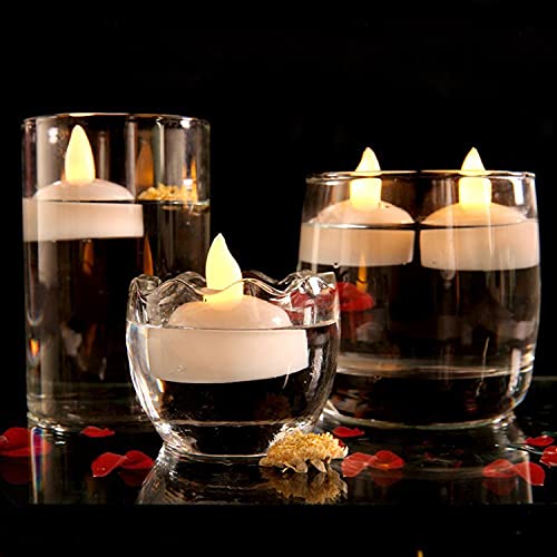 Image of One94Store Plastic 12 Pcs Water Activated Sensor Tea Lights, Waterproof Flameless Tea Lights, Floating Led Candles for Bathtub Wedding Decorative Floating Tealight Candles (12 Piece, Yellow, 2 Cm)