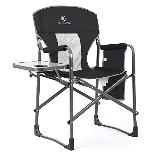 Green Party Medium Tall Directors Chair Oversized Camping Chairs For Adults Folding Chair With Side Table And Pocket, Heavy Duty Camping Chairs Supports 350Lbs For Outdoor Camping Lawn Hiking Fishing #TOP5
