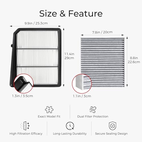 Image of Engine & Cabin Air Filter Compatible with Nissan Titan V8 5.6L 2017-2024 Replaces 16546-EZ31A 27277-EG025