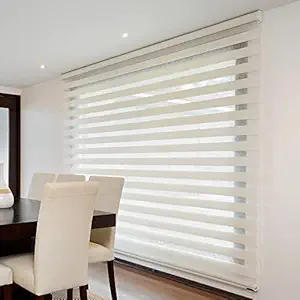 Zebra Blinds/Roller Blinds for Windows Home Dcor Windows Zebra Blinds for Window Roller Blinds Room Darkening Roller Blinds for Home, Office (W145 XH150CM, Ivory)