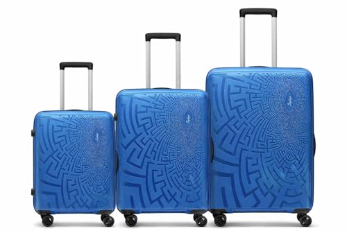 Image of Skybags Bohemia Polypropylene Set of 3, Cabin and Check-in Luggage with TSA Lock, 8 Wheel, Chrome Zipper, Spacious Zipper with 5 Years International Warranty, Blue