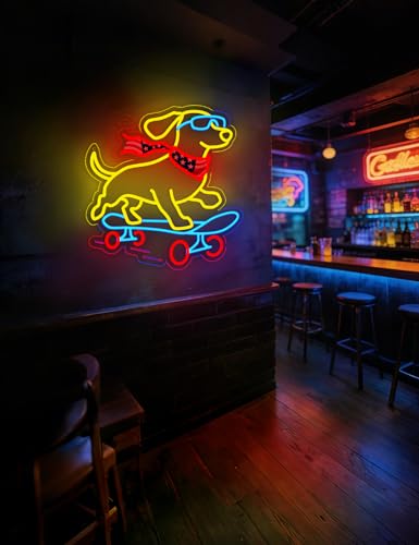 Image of Dachshund Gifts, Dachshund Skateboarding Dog Neon Sign for Wall Decor, Weiner Dog Lover Gifts, Cool Cute LED Light Wall Art for Living Room Bedroom Bar Man Cave Game Room (Dachshund)